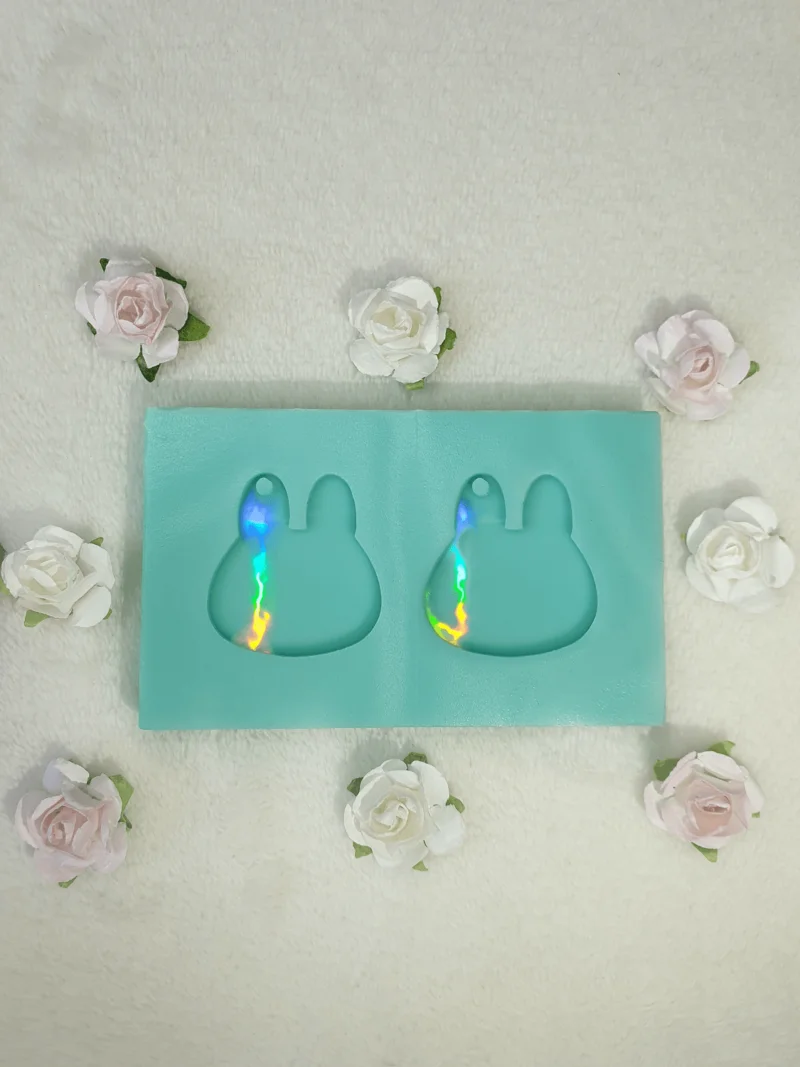 silicone mold holo bunny earrings for resin