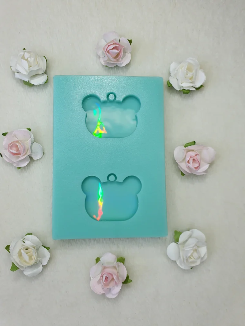 silicone mold holo bear earrings for resin