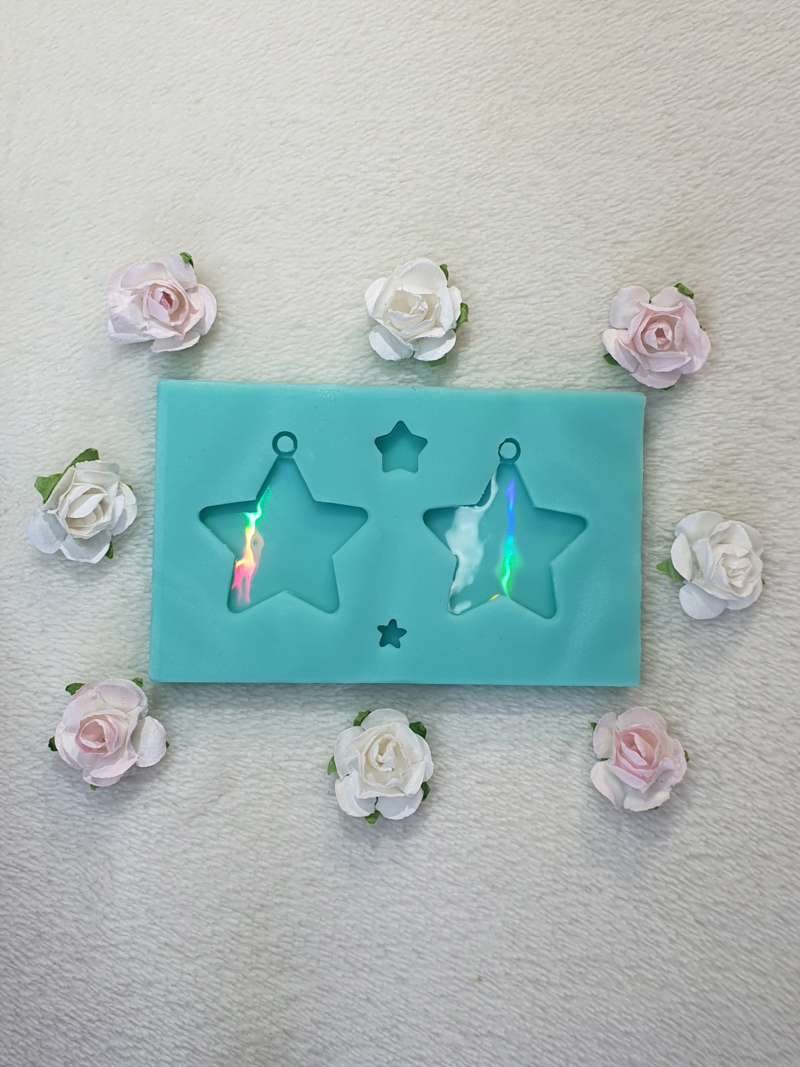 silicone mold holographic star earring for resin