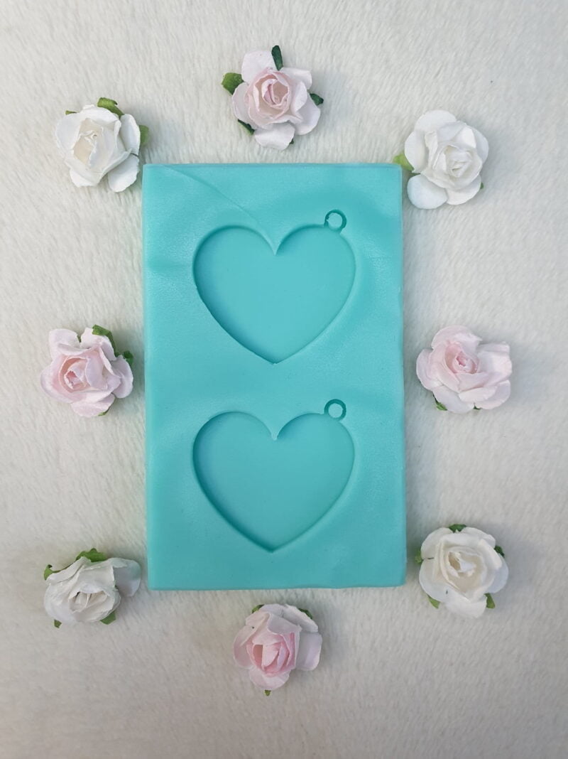 silicone mold heart earring for resin