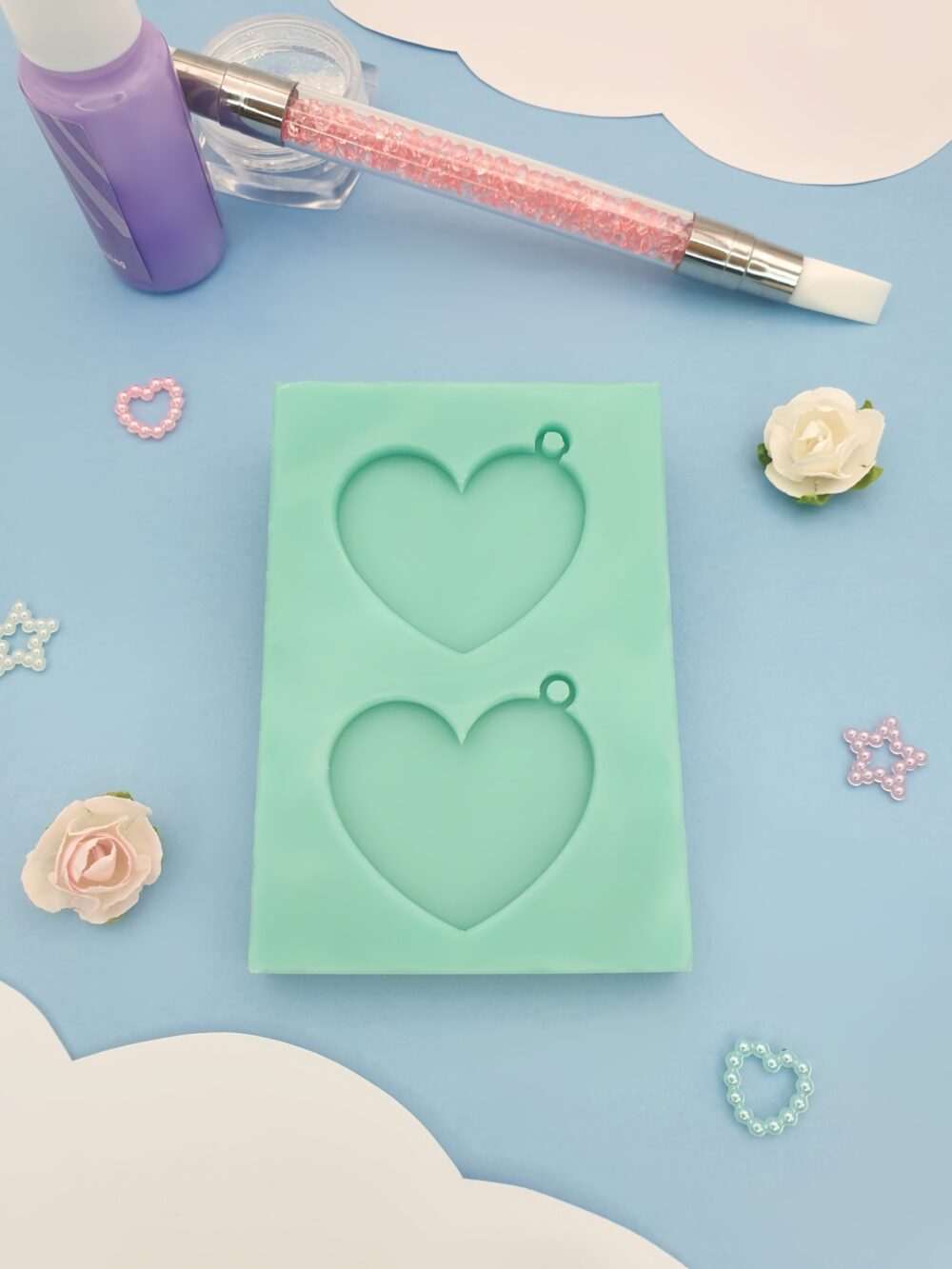 silicone mold heart earrings for resin