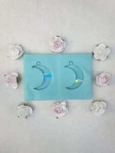 silicone mold holographic moon earring for resin
