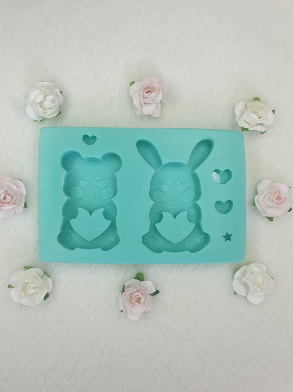 silicone mold plushie bear and bunny shaker for resin