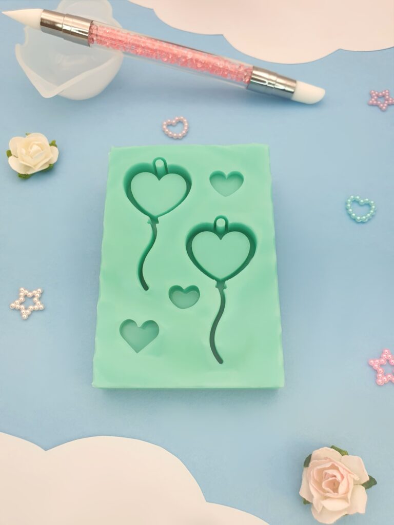 silicone mold heart balloon earrings for resin