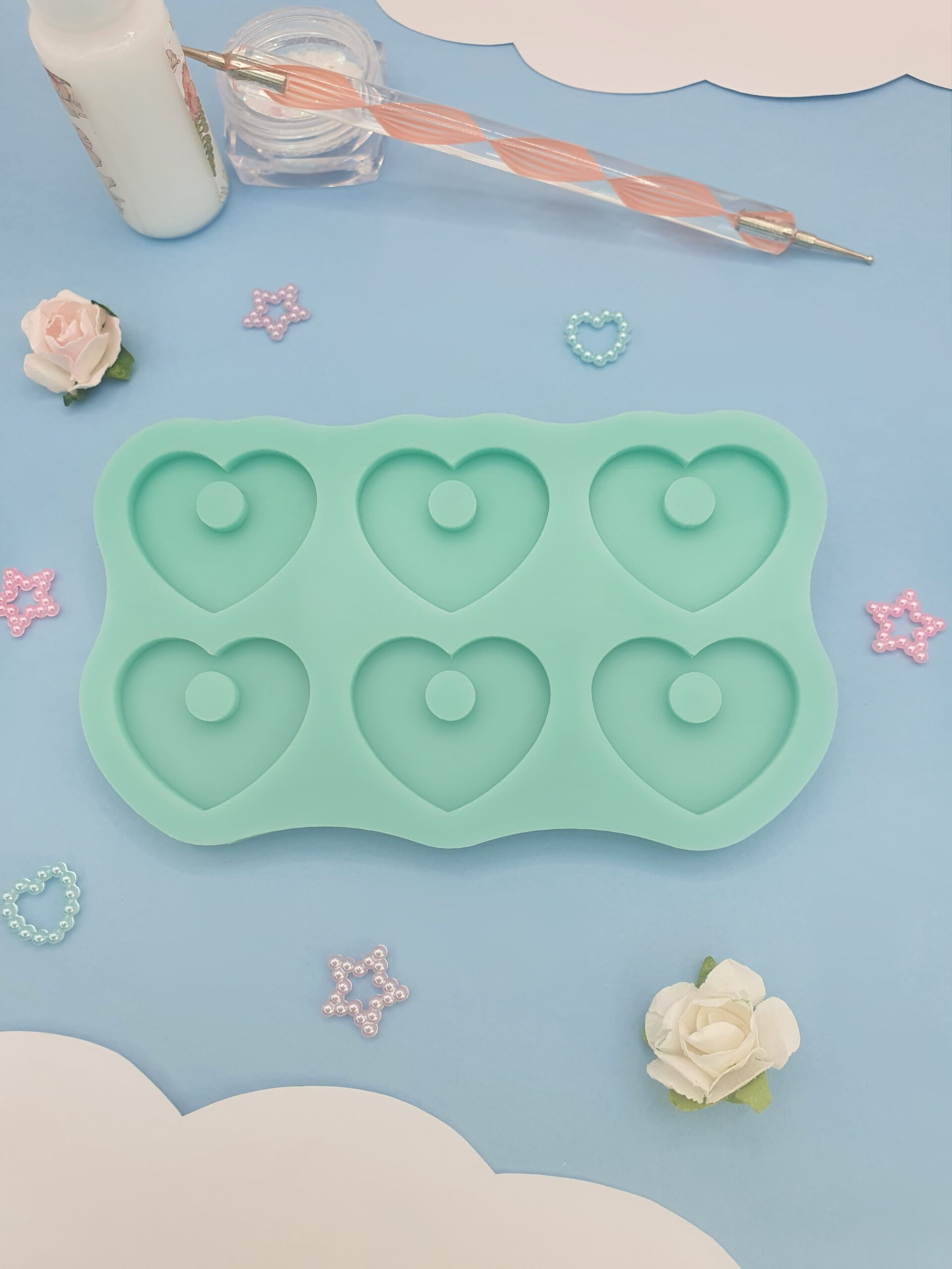 Palette boucles d'oreilles cœurs 2 tailles / Moule silicone sur commande – Image 2