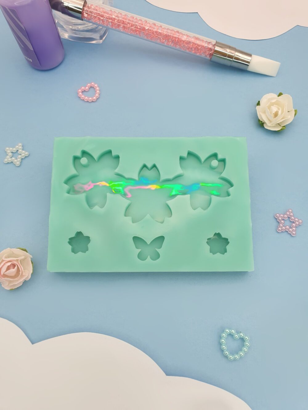 silicone mold holo sakura flower for resin