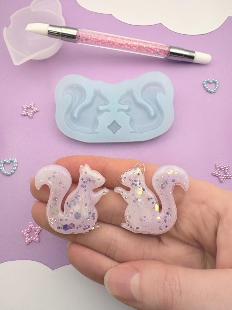 Moule en silicone boucles d'oreilles écureuils pour résine époxy