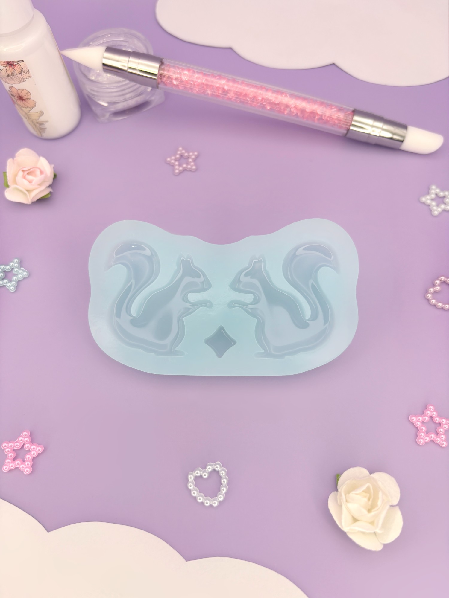 Moule en silicone boucles d'oreilles écureuils pour résine époxy