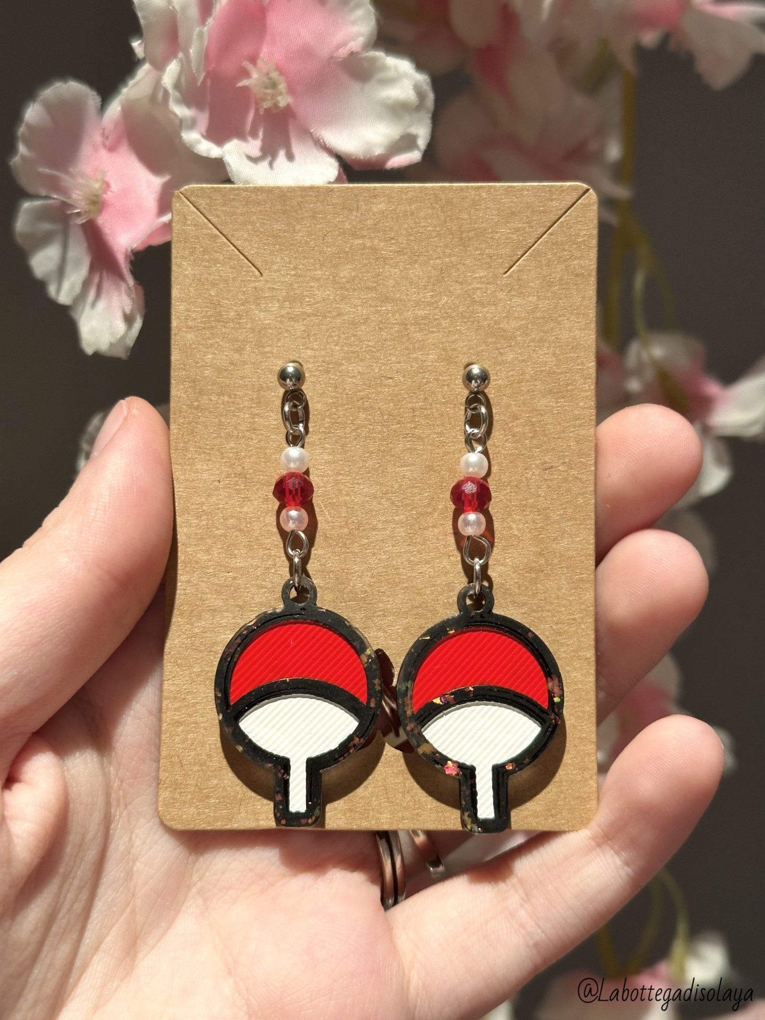 Boucles d'oreilles clan Uchiwa logo / Moule silicone sur commande – Image 2