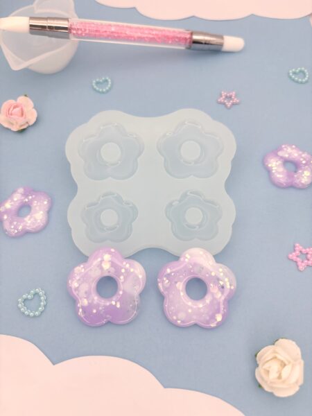 Moule en silicone boucles d'oreilles fleurs pour résine époxy. Pampille pour créole interchangeable