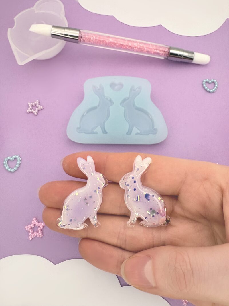 Moule en silicone boucles d'oreilles lapins pour résine époxy