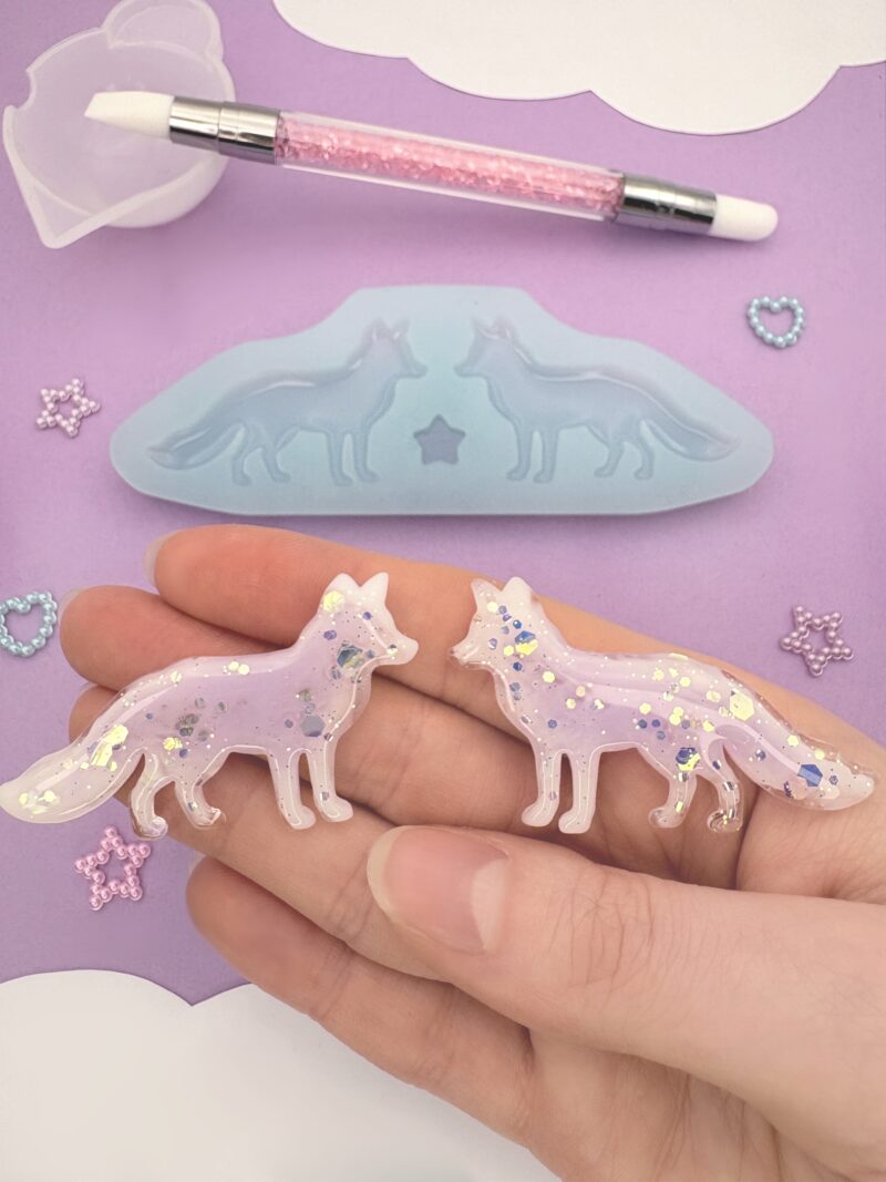 Moule en silicone boucles d'oreilles renards pour résine époxy