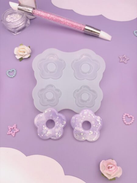 Moule en silicone boucles d'oreilles fleurs pour résine époxy. Pampille pour créole interchangeable