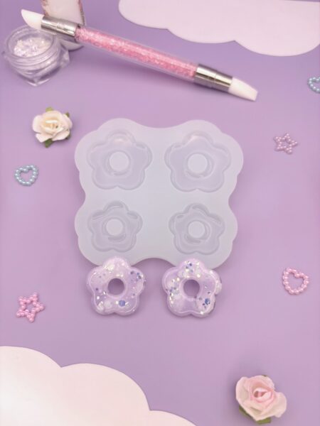 Moule en silicone boucles d'oreilles fleurs pour résine époxy. Pampille pour créole interchangeable