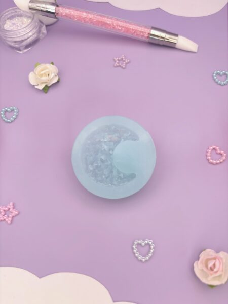 Moule en silicone boucles d'oreilles lune cristaux pour résine époxy.