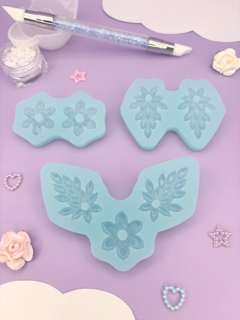 Moule en silicone collier et boucles d'oreilles pour résine époxy.