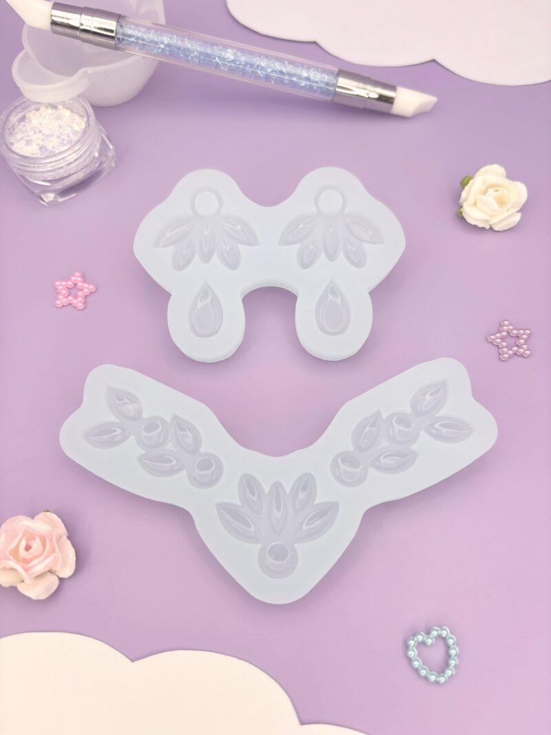 Moule en silicone collier et boucles d'oreilles pour résine époxy.