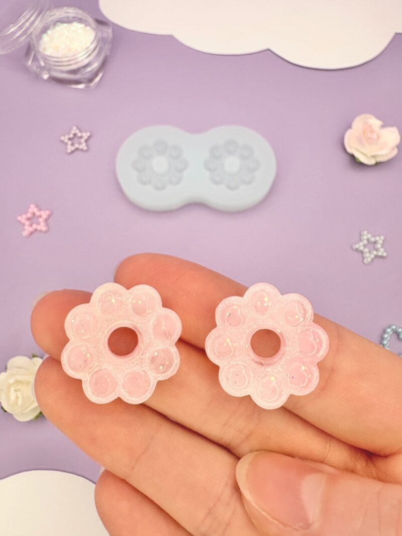 Moule en silicone boucles d'oreilles pour résine époxy. Pampille pour créole interchangeable