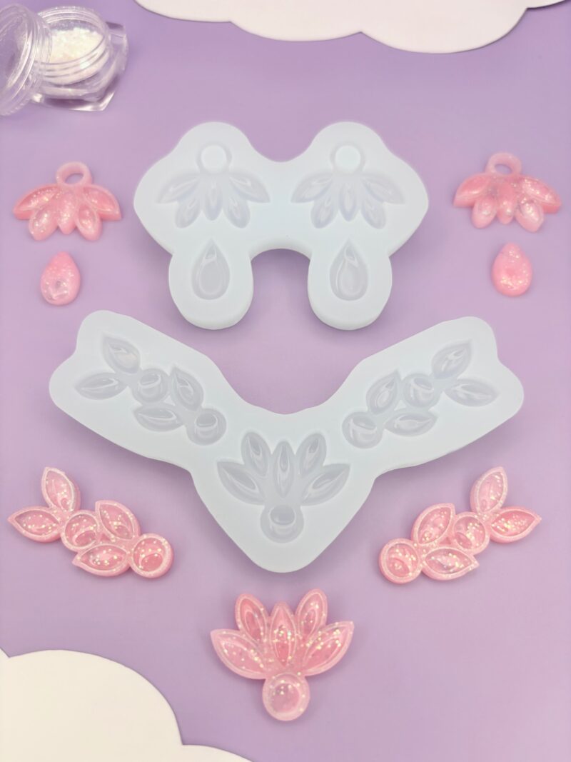 Moule en silicone collier et boucles d'oreilles pour résine époxy.
