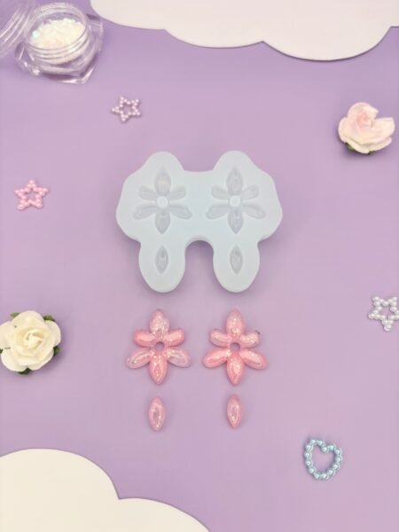 Moule en silicone boucles d'oreilles fleurs pour résine époxy. Pampille pour créole interchangeable
