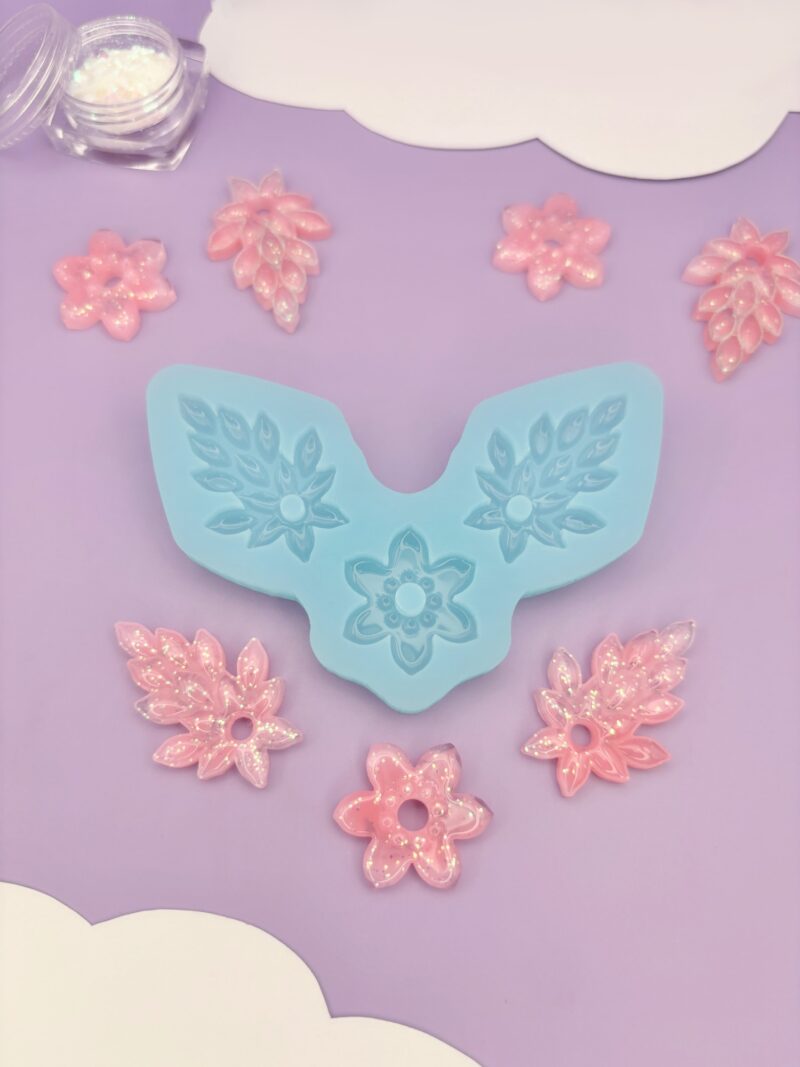 Moule en silicone collier et boucles d'oreilles pour résine époxy.