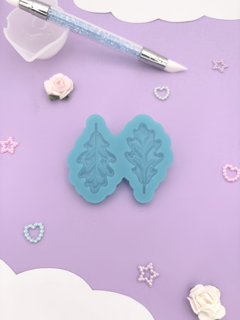 Moule en silicone brillant, feuille de chêne pour résine époxy.